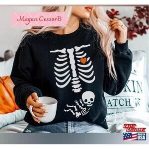 Pregnant Skeleton Halloween Maternity Shirt